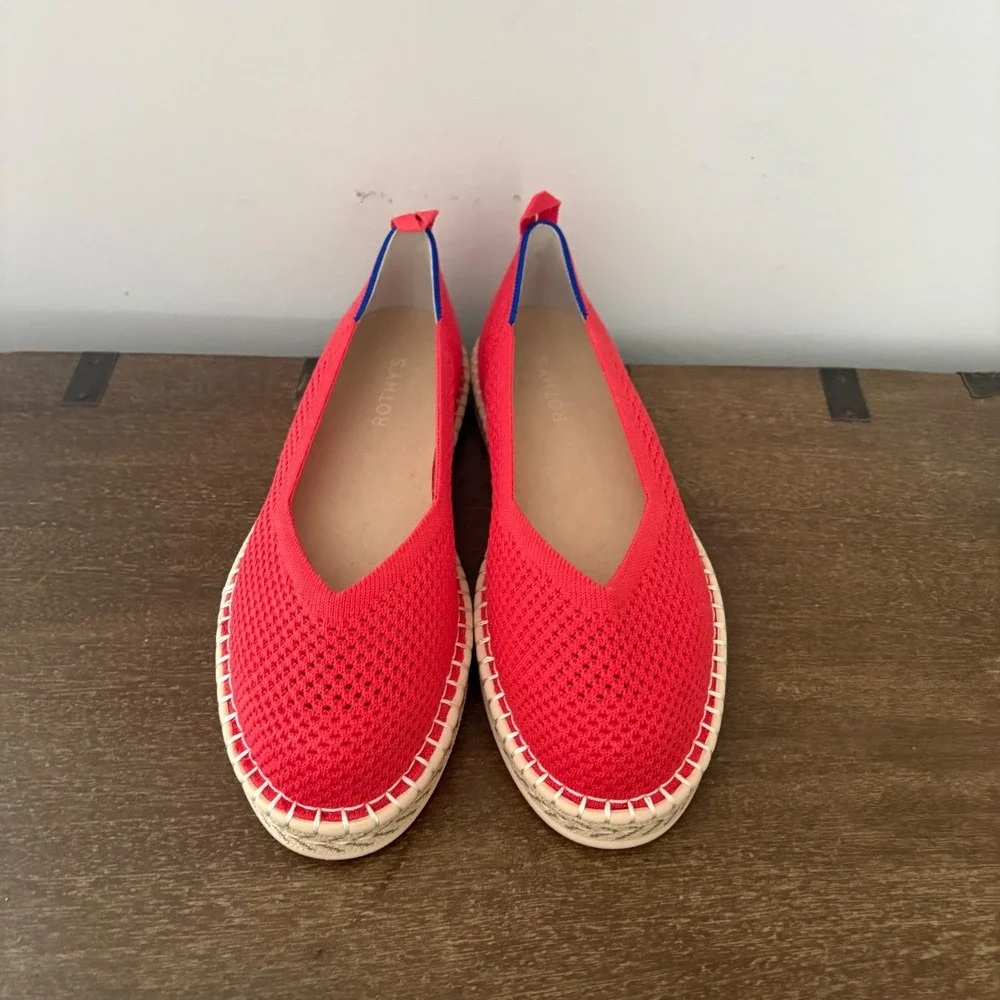 Rothys The Espadrille Red Knit Slip On Flats Shoes W10 186-004
